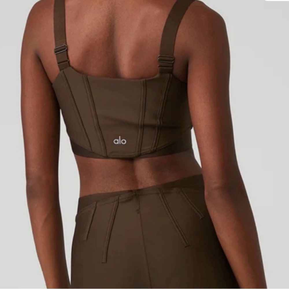 ALO Yoga Espresso Corset Cropped Bra Top - Picture 2 of 5